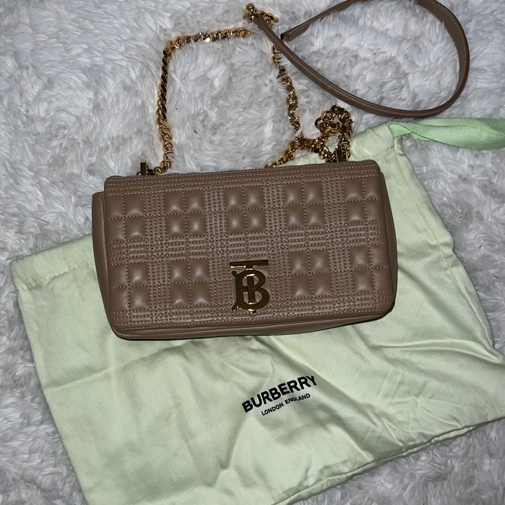 Burberry clutch bag in tan leather